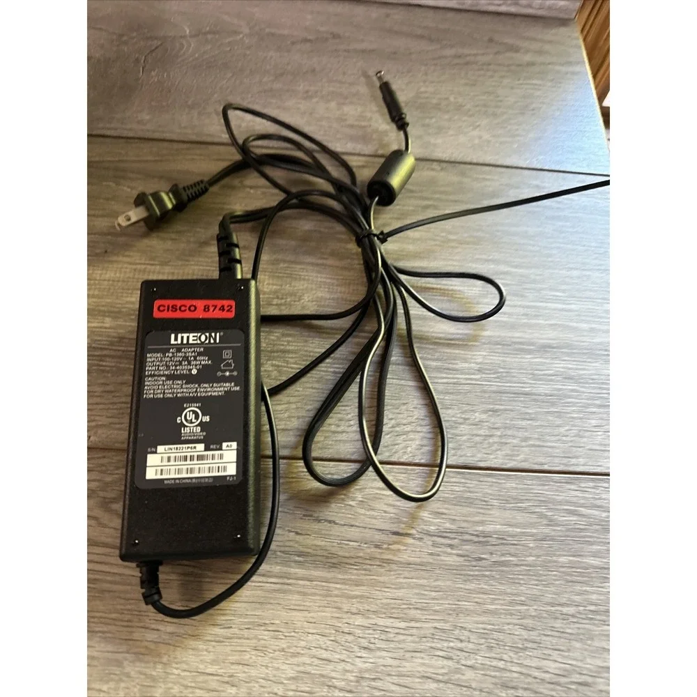 LiteOn AC Adapter PB-1360-3SA1 Unisex OS Black Excellent 12V 3A 36W Cisco 8742